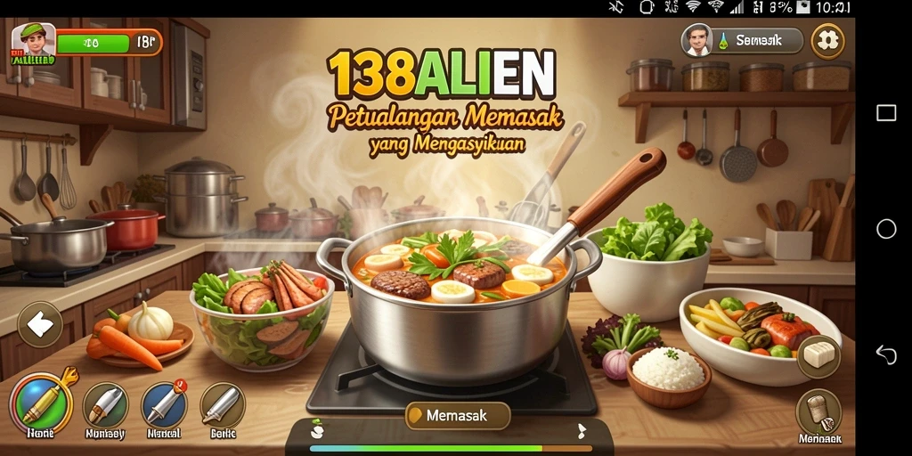 Tampilan menarik dari antarmuka game Memasak 138ALIEN.