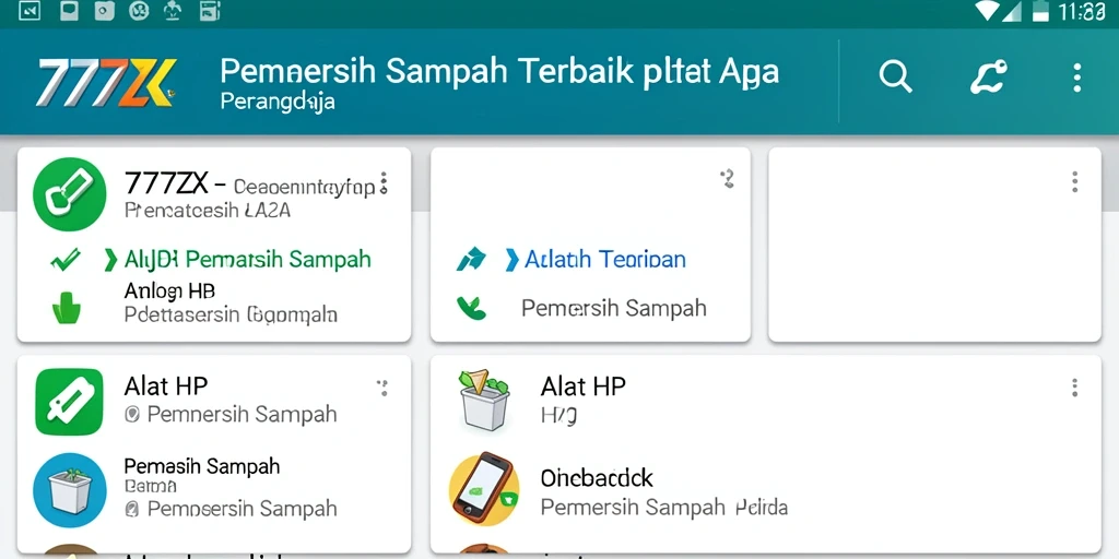 Screenshot utama aplikasi 777ZX yang menunjukkan antarmuka pembersih sampah.