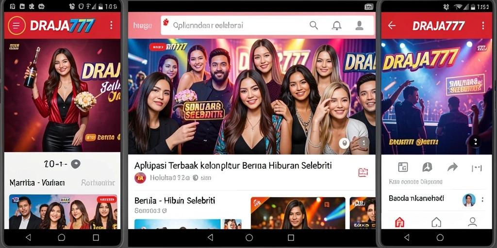 Tangkapan layar aplikasi DRAJA777 menampilkan antarmuka berita Hiburan Selebriti.