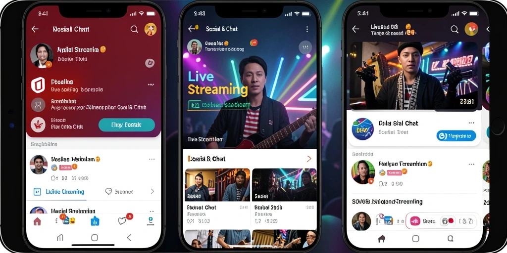 Antarmuka aplikasi ID6788 saat live streaming dengan fitur interaktif.