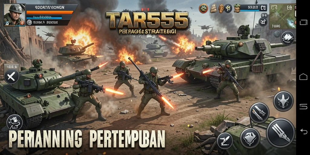 Antarmuka pengguna TAR555 menampilkan peta pertempuran yang dinamis.